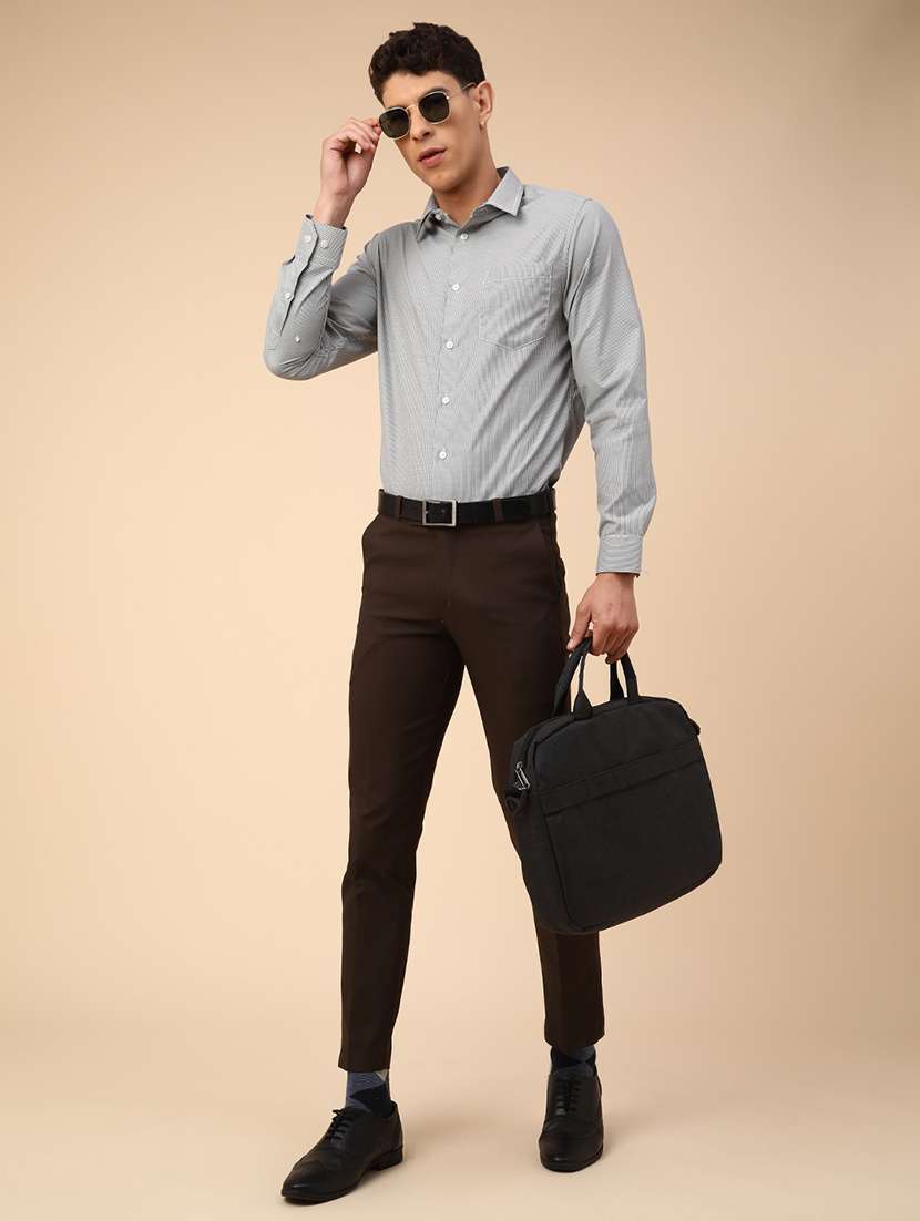 men brown cotton flat front trousers formal trouser - 22353876 -  Standard Image - 5