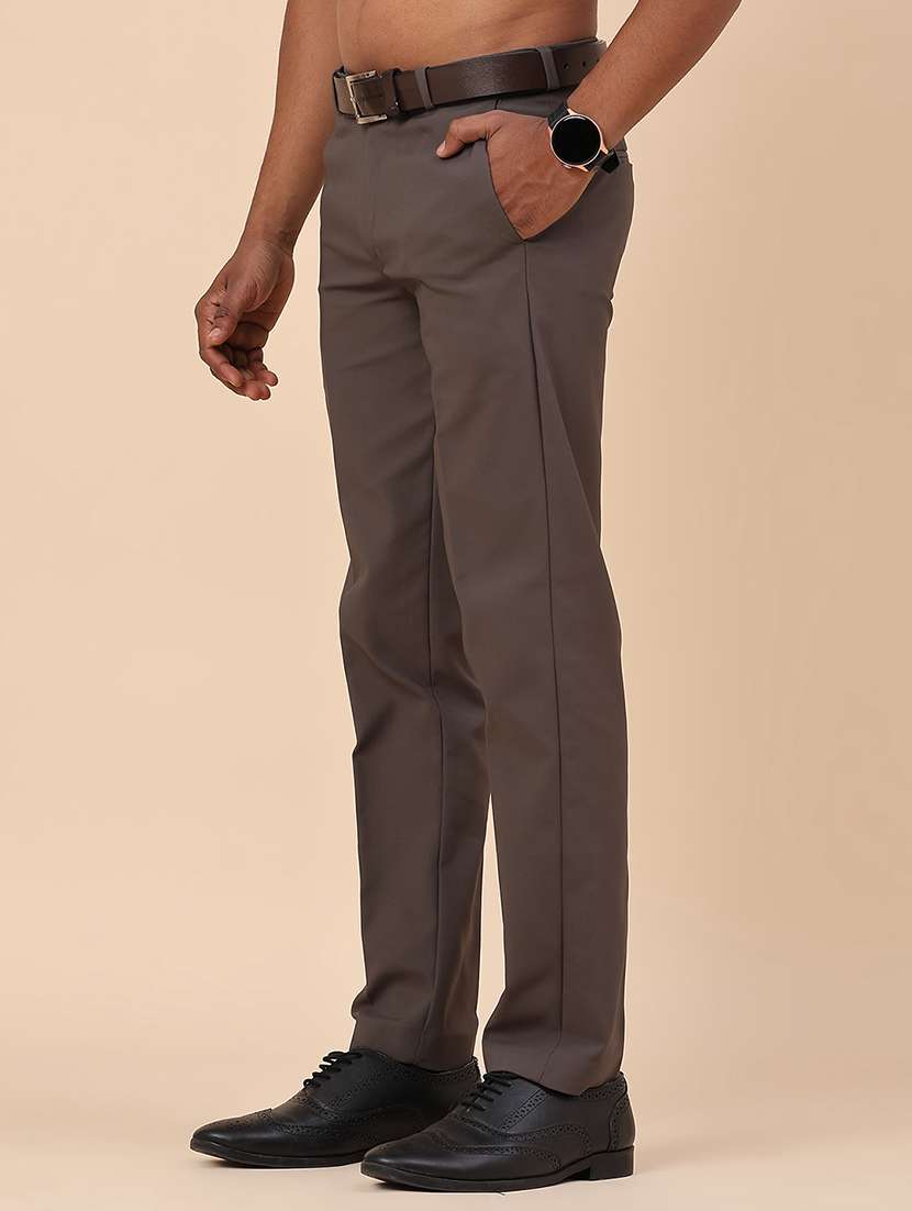 grey cotton flat front trousers formal - 22353878 -  Standard Image - 3