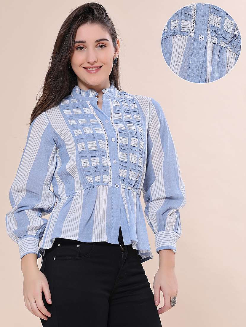 Women Printed Bishop Sleeves Peplum Top - 22353880 -  Standard Image - 3