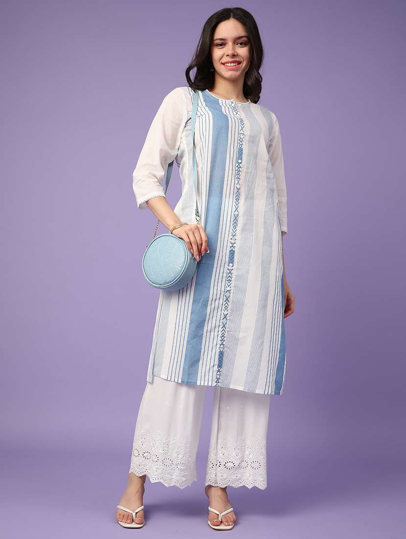 women off white rayon flared palazzo - 22353982 -  Standard Image - 3