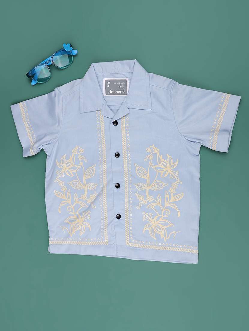 boys printed short sleeve collared shirt