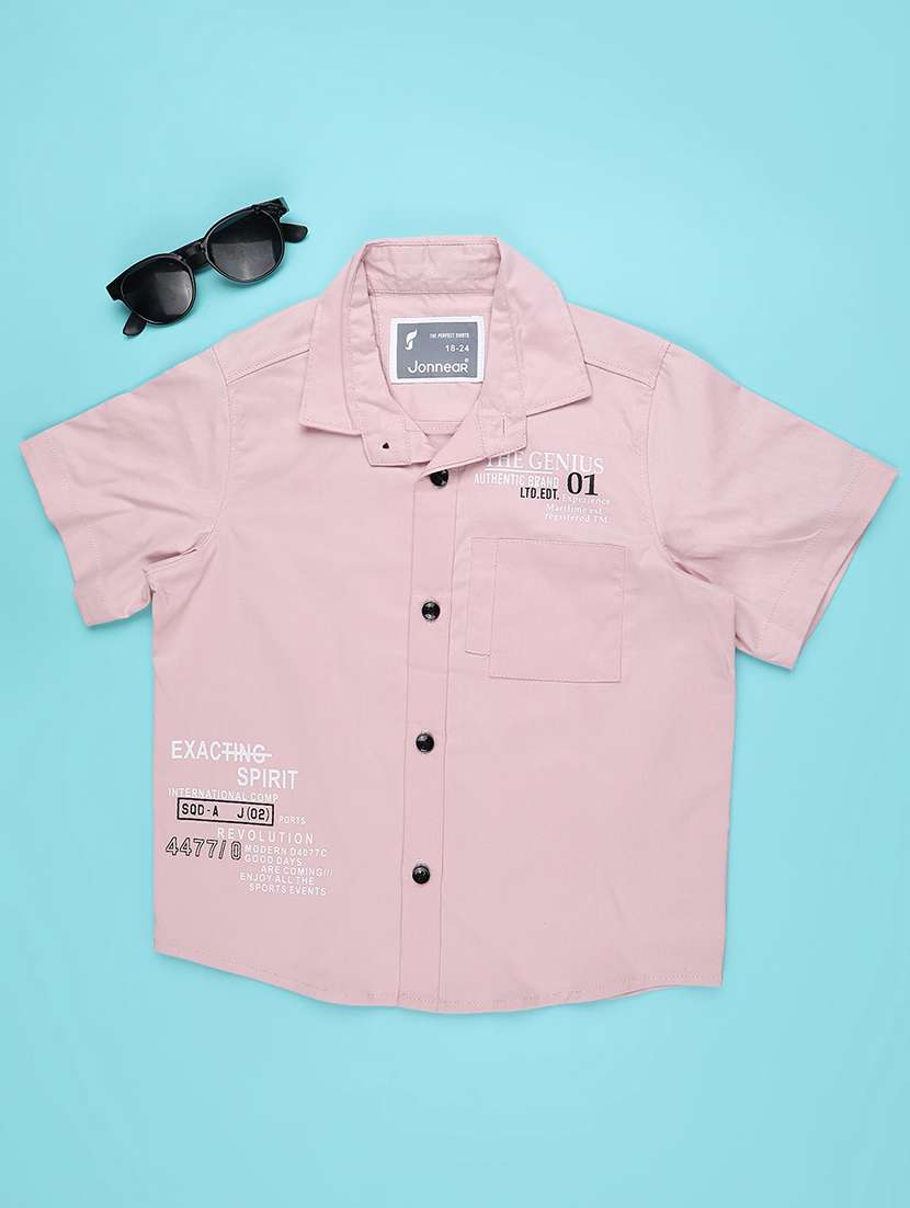 boys printed short sleeve collared shirt