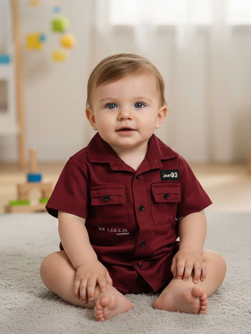 boys maroon cotton shirt