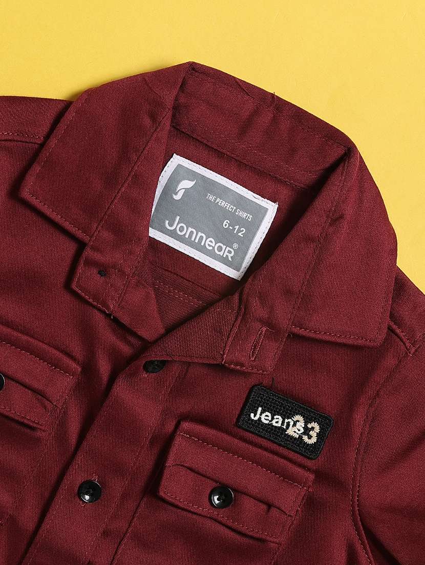 boys maroon cotton shirt - 22353992 -  Standard Image - 3