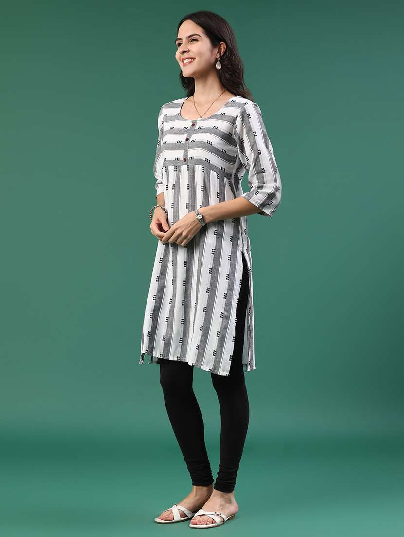 women white cotton straight kurta - 22354005 -  Standard Image - 3