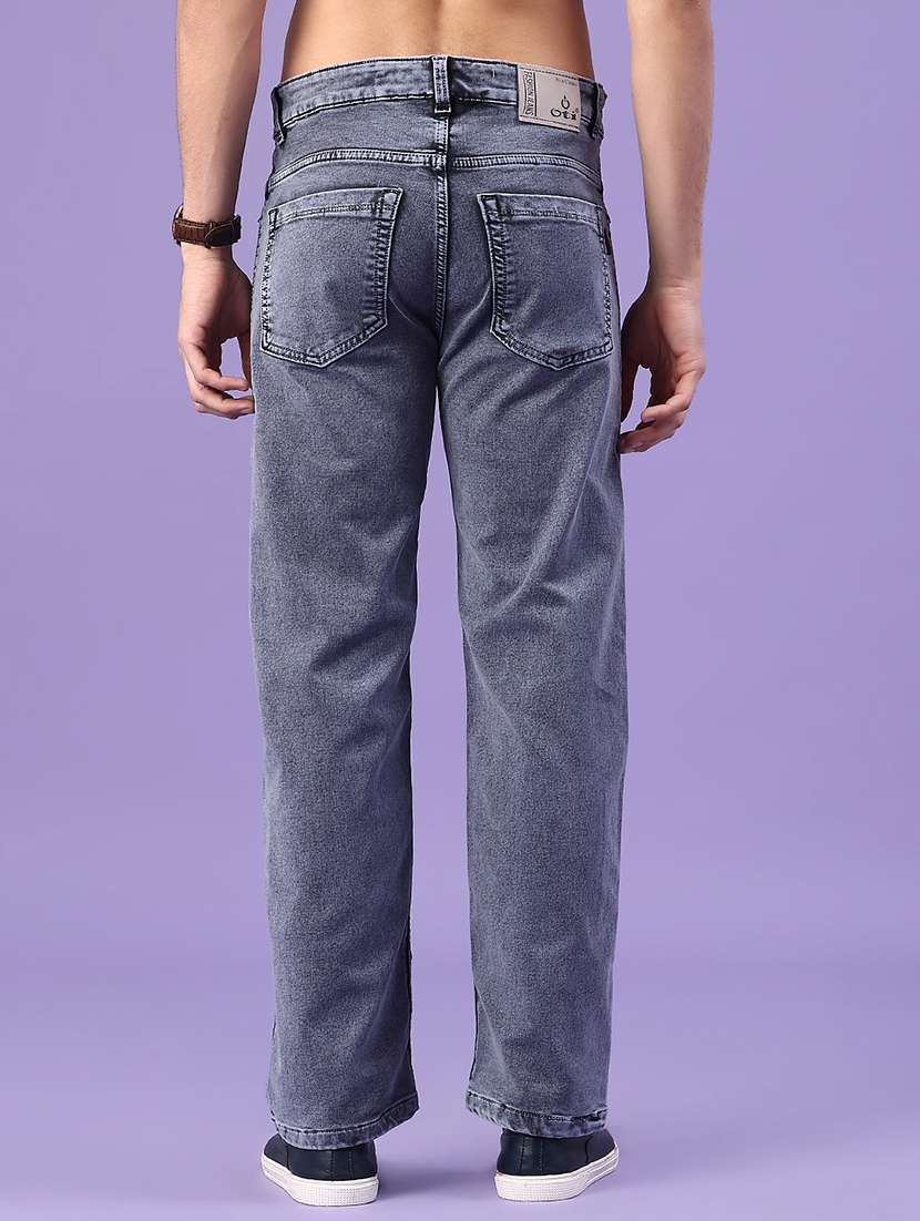 men plain mid rise full length straight jeans - 22354106 -  Standard Image - 3