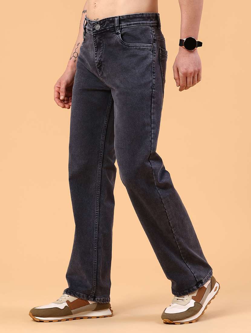 men plain mid rise full length straight jeans - 22354110 -  Standard Image - 3