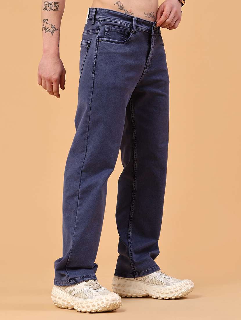 men plain mid rise full length straight jeans - 22354120 -  Standard Image - 3