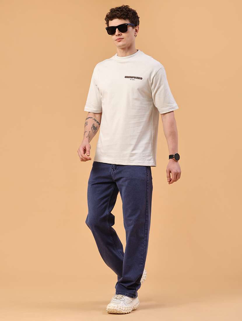 men plain mid rise full length straight jeans - 22354120 -  Standard Image - 5
