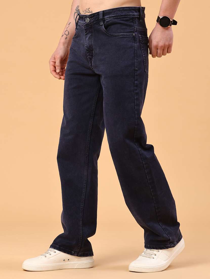 men plain mid rise full length straight jeans - 22354122 -  Standard Image - 3