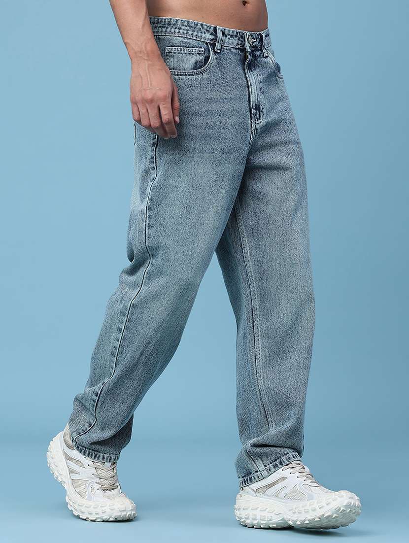 men washed mid rise full length baggy jeans - 22354143 -  Standard Image - 3