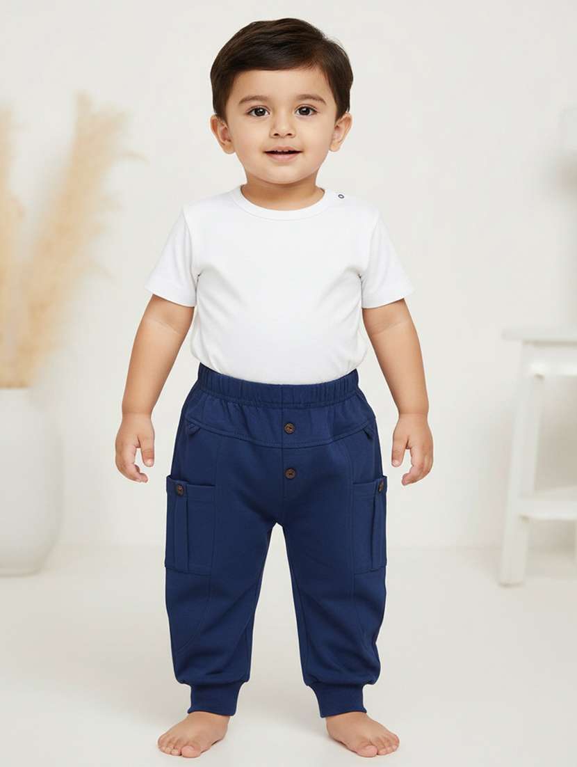 navy blue poly cotton plain jogger