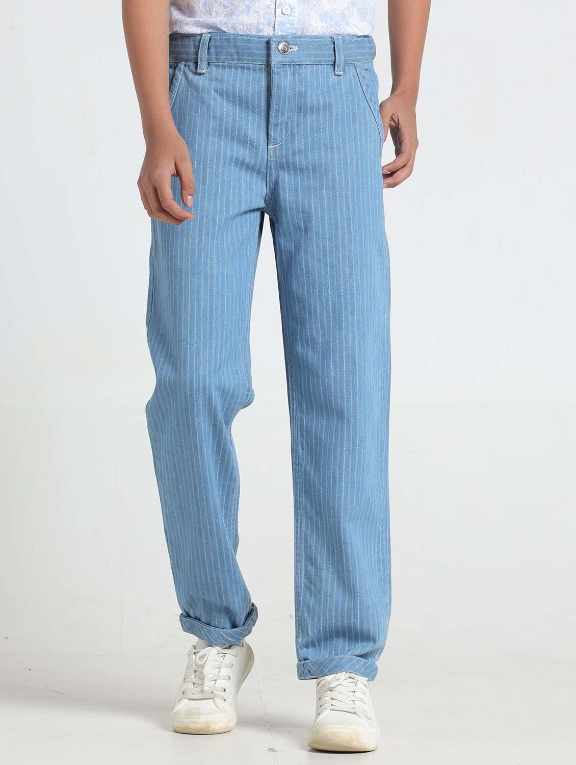 boys striped mid irse staright jeans
