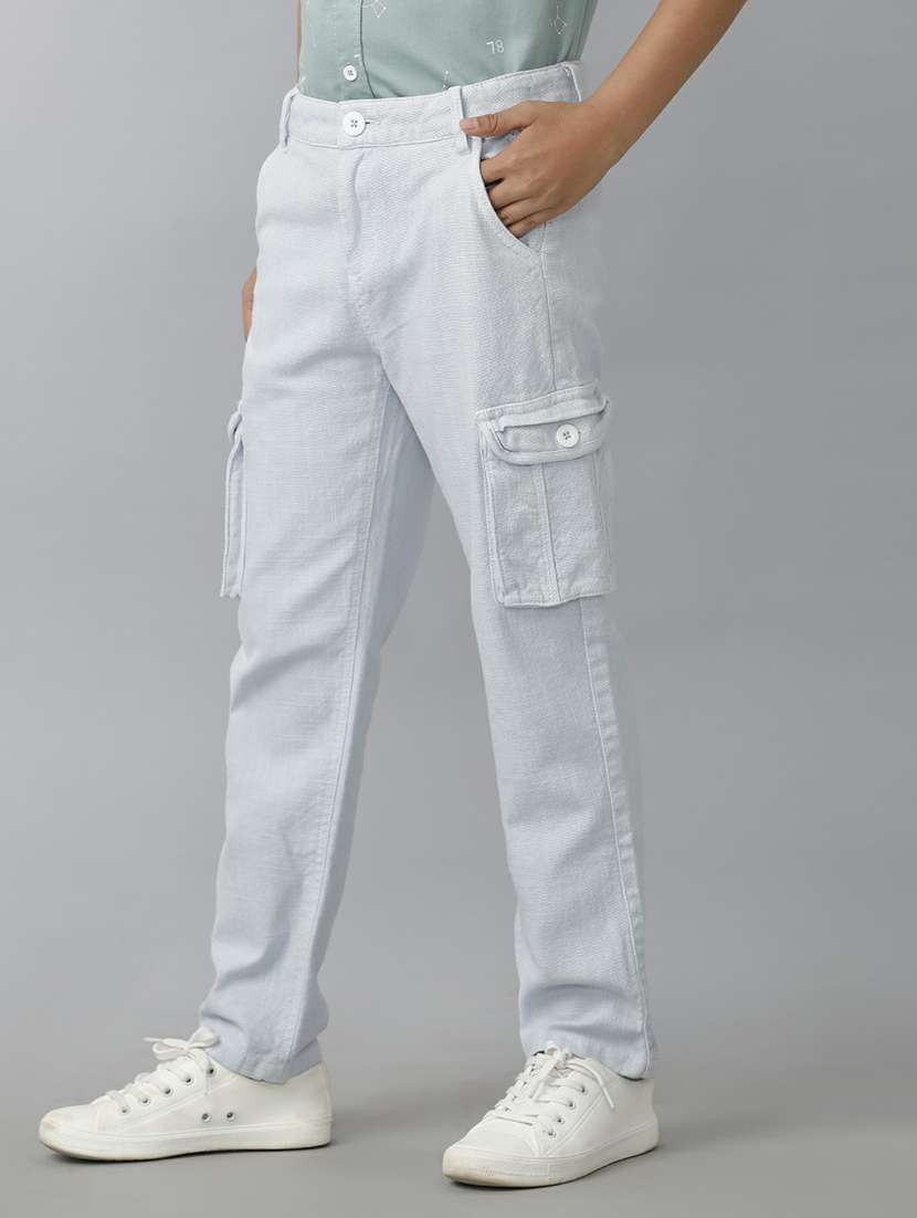 boys solid mid rise cargo