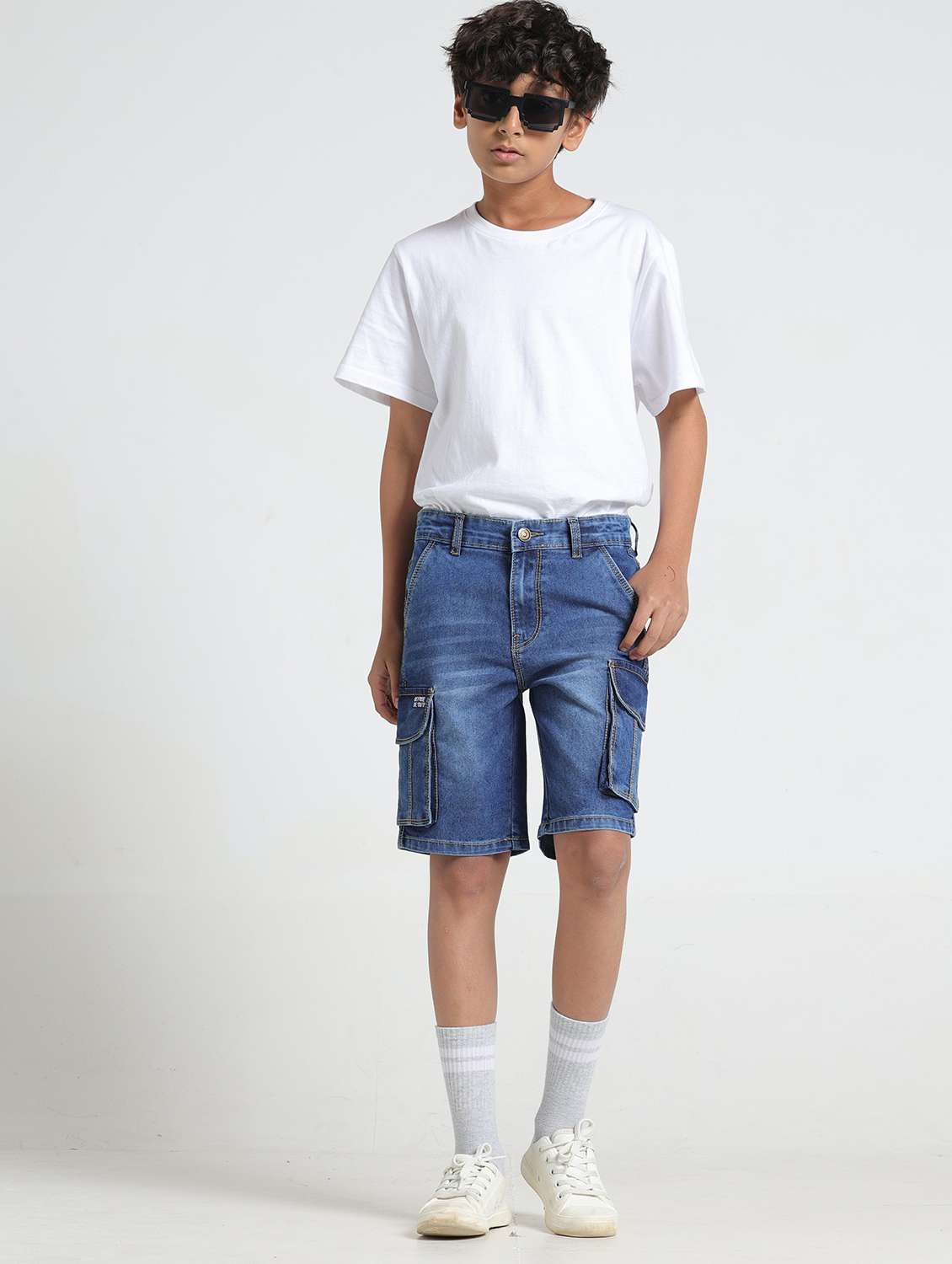 boys solid mid rise cargo shorts  - 22354294 -  Standard Image - 3