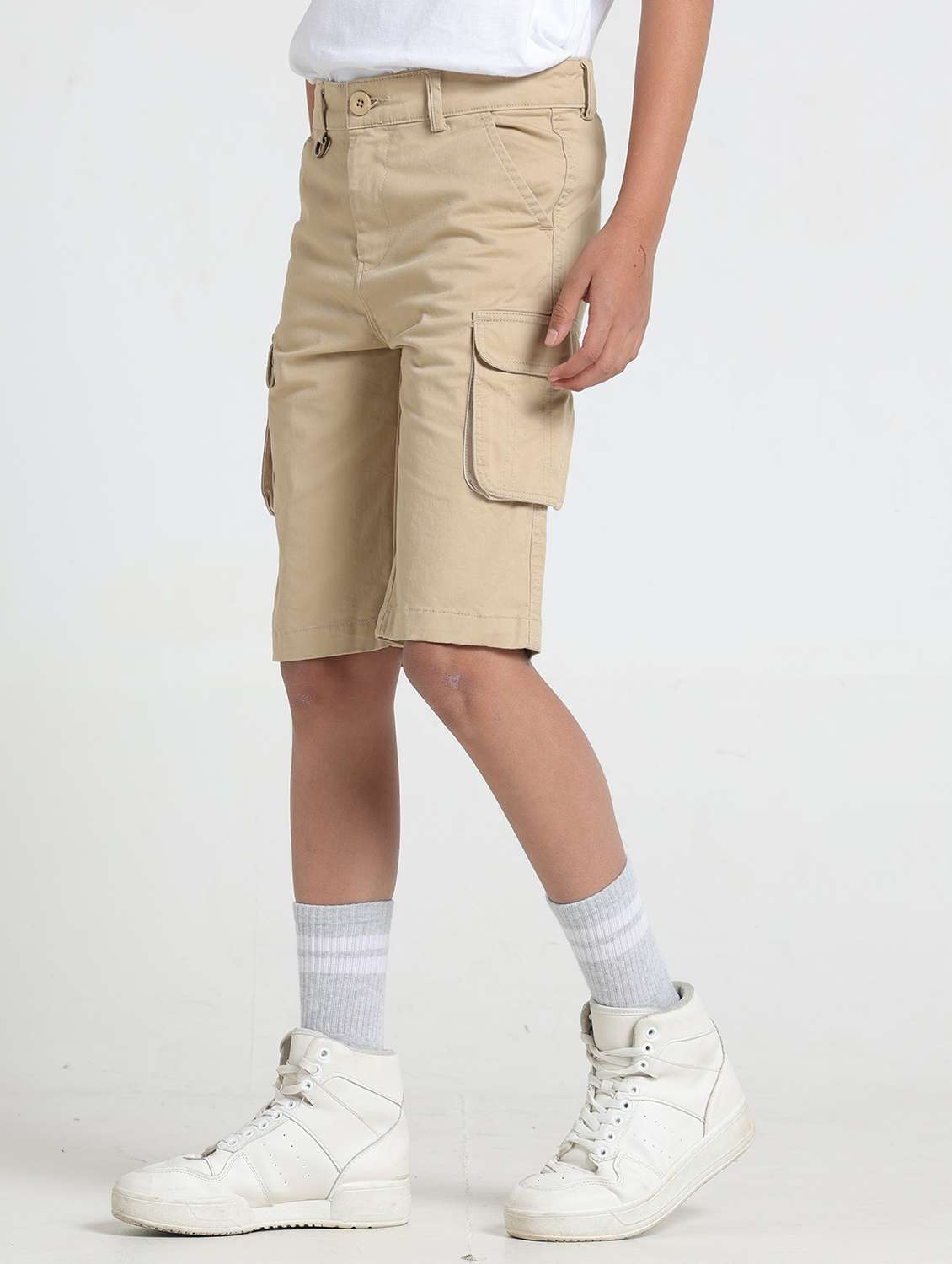 boys solid mid rise cargo shorts 
