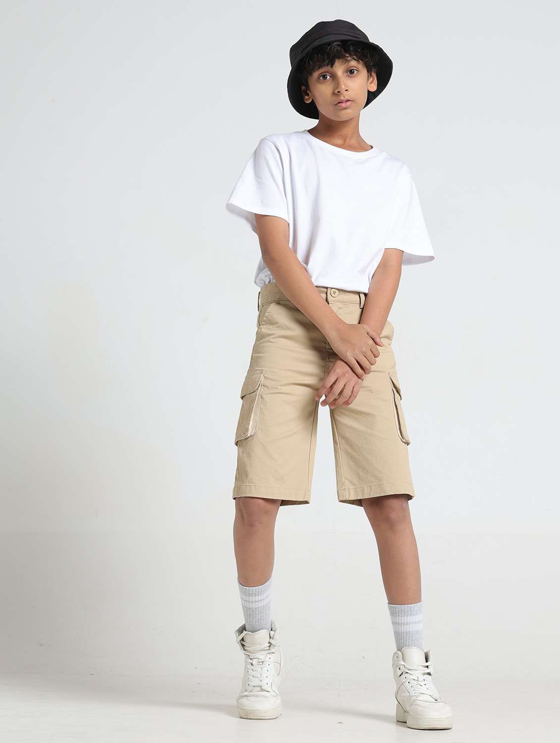 boys solid mid rise cargo shorts  - 22354296 -  Standard Image - 5