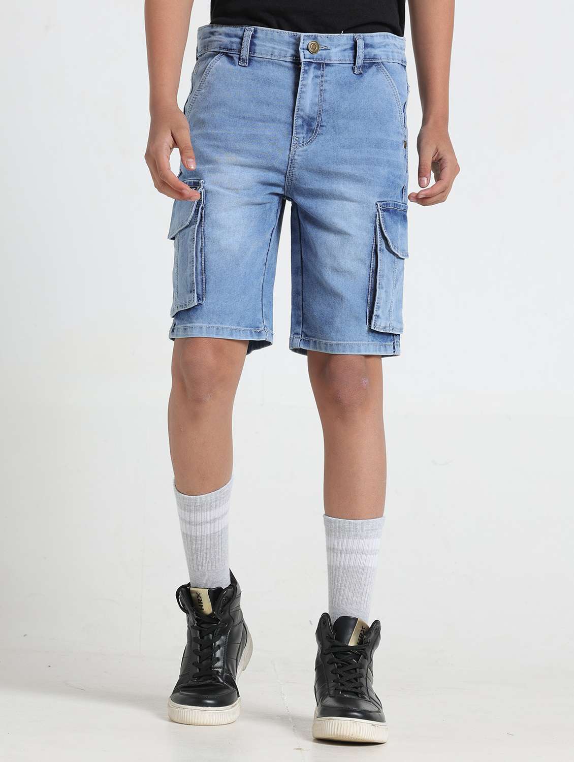 boys solid mid rise cargo shorts 