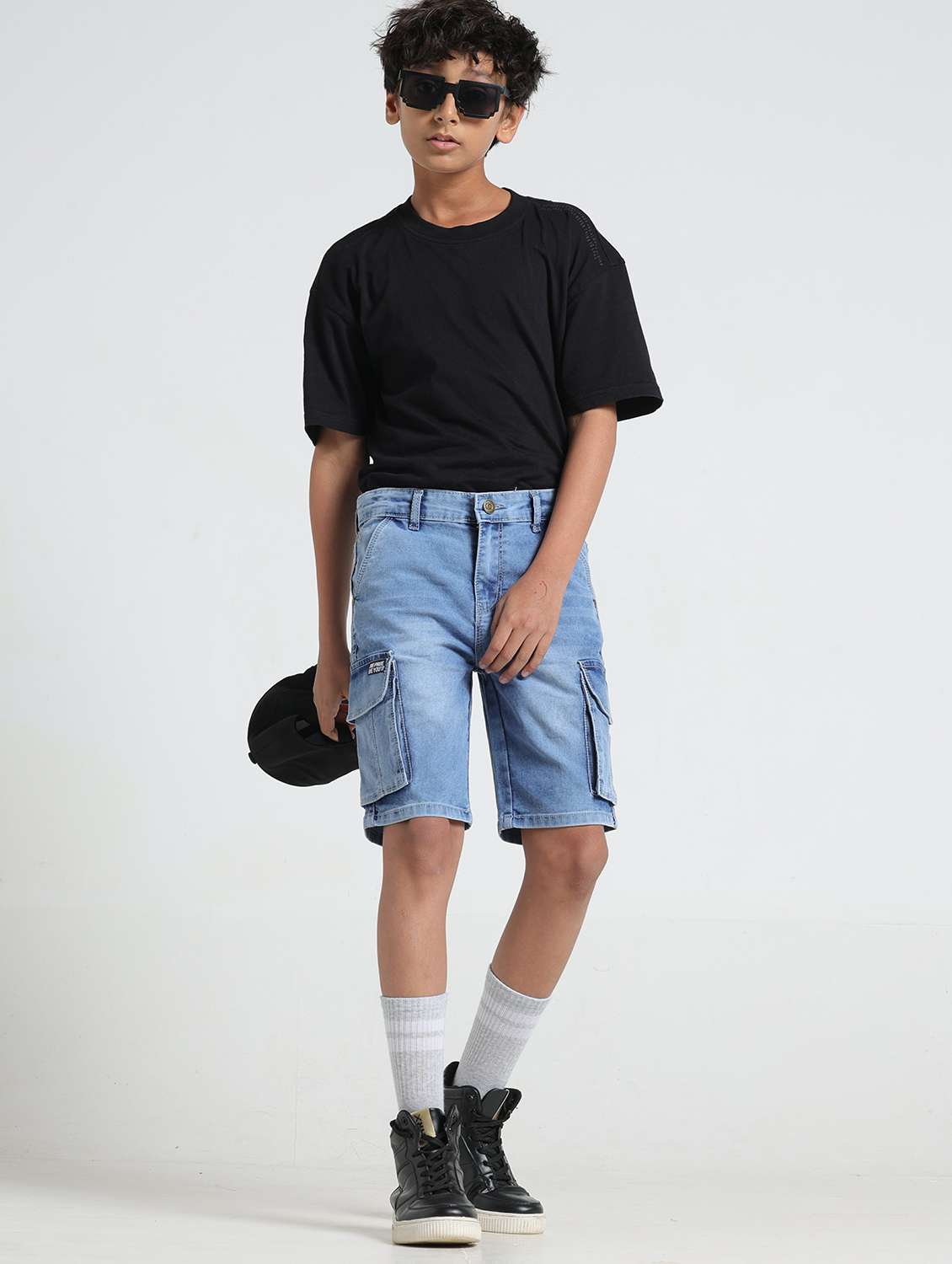 boys solid mid rise cargo shorts  - 22354297 -  Standard Image - 5