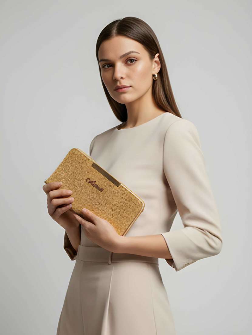 women textured structured clutch - 22354310 -  Standard Image - 5