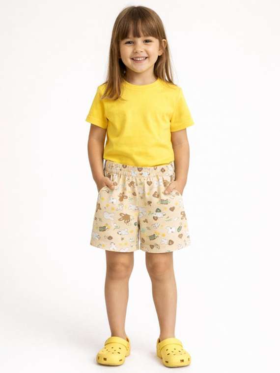 girls printed mid rise shorts