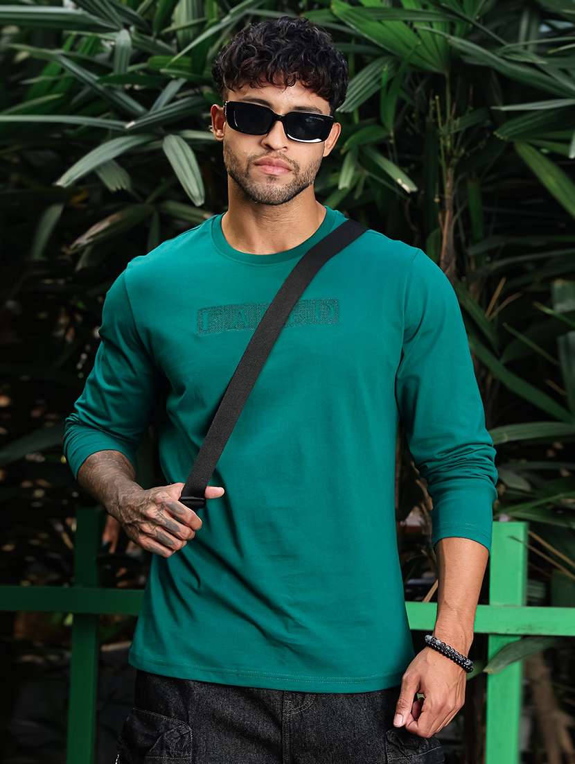 men typographic long sleeve regular fit t-shirt