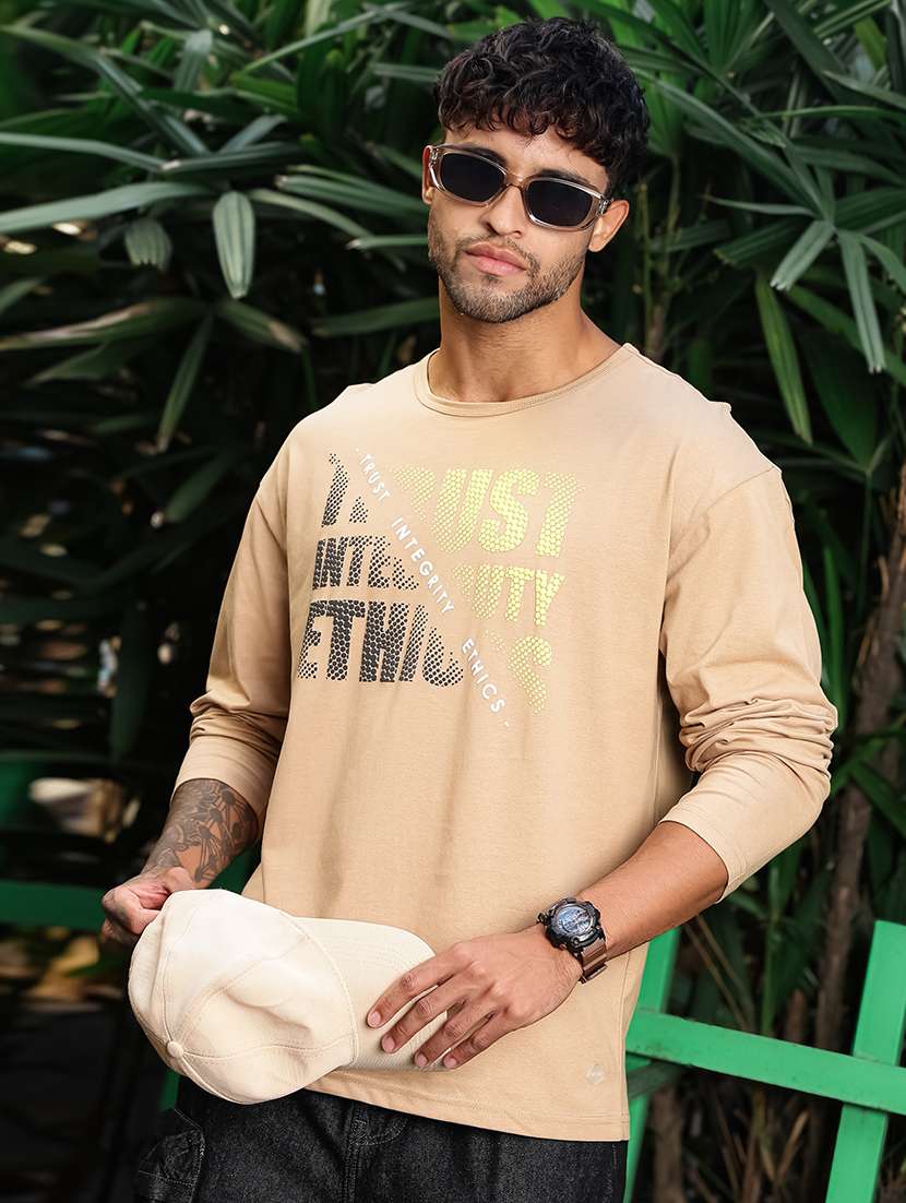 men typographic long sleeve regular fit t-shirt