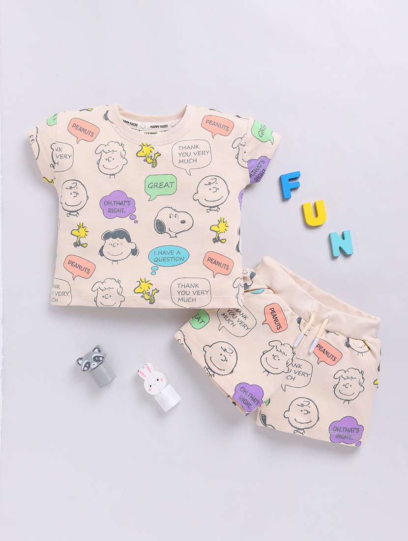 girls printed top and shorts set