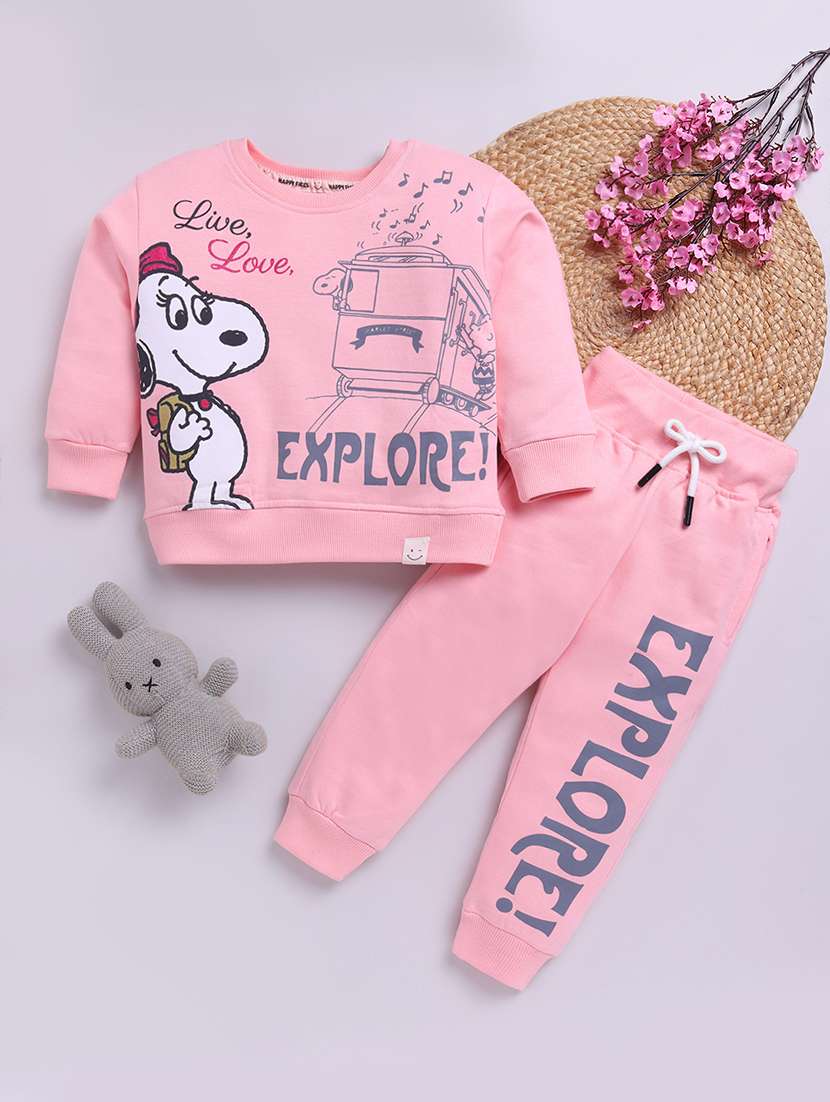 girls printed full length set