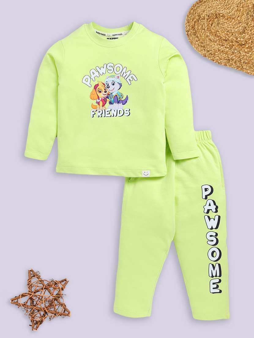 girls printed full length set