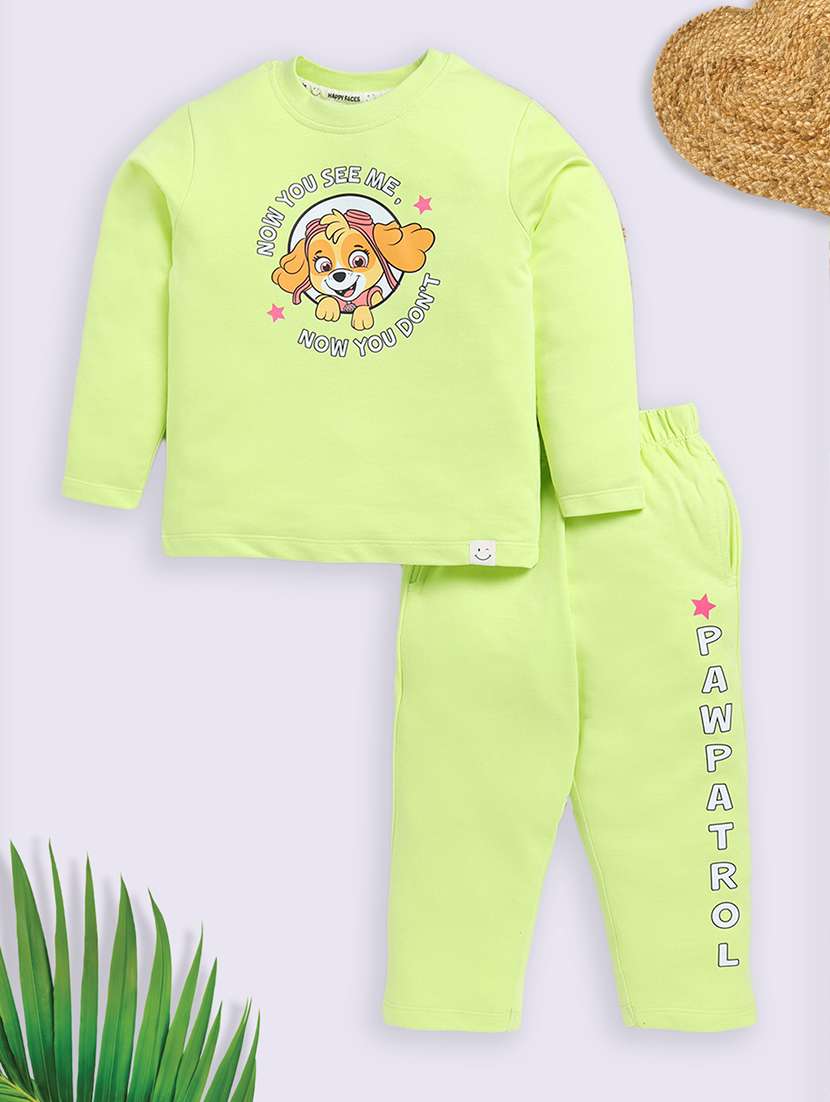 girls printed full length set