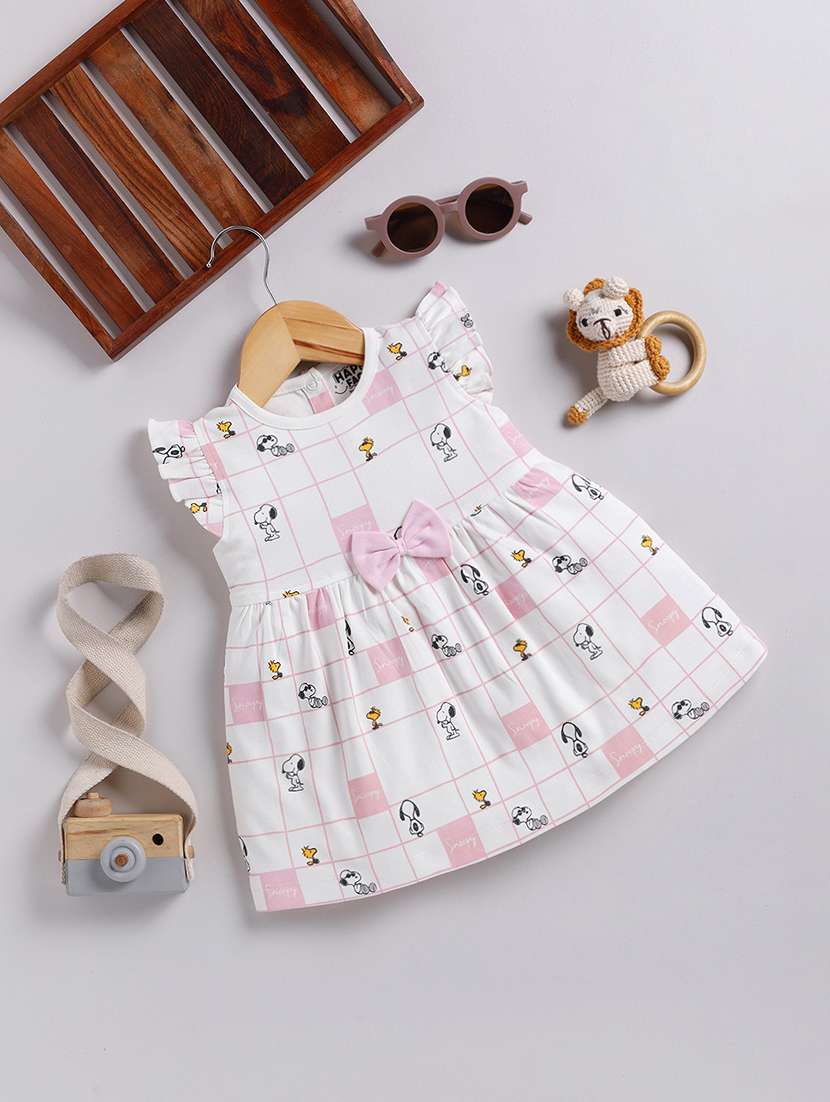 girls printed ruffle sleeve flared frock