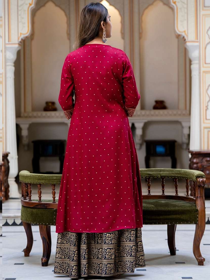 women printed skirt top with shrug set  - 22354520 -  Standard Image - 3