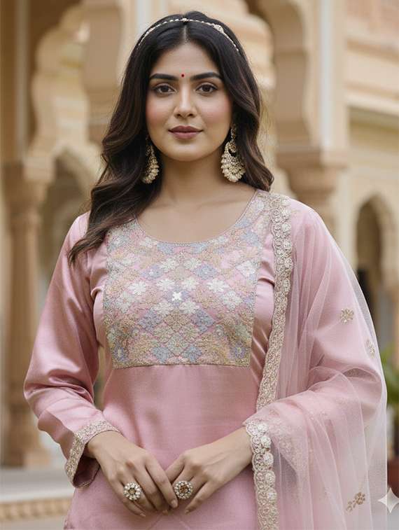 Women Solid With Work Kurta Sharara With Dupatta Set - 22354522 -  Standard Image - 5
