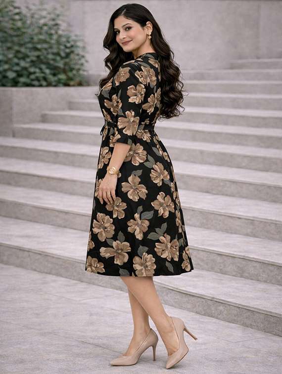 women floral print fit and flared dress - 22354544 -  Standard Image - 3