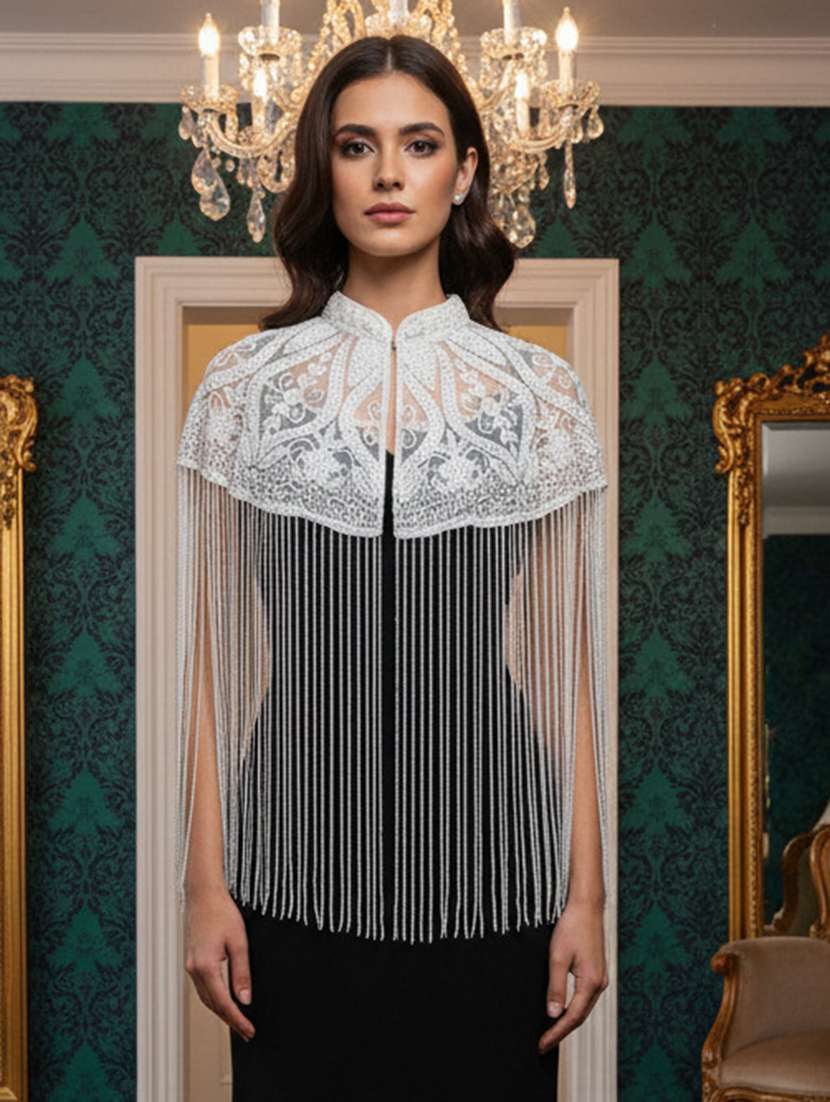 women embellished net cape