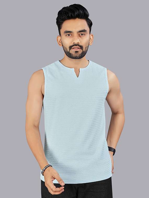 men textured sleeveless t-shirt
