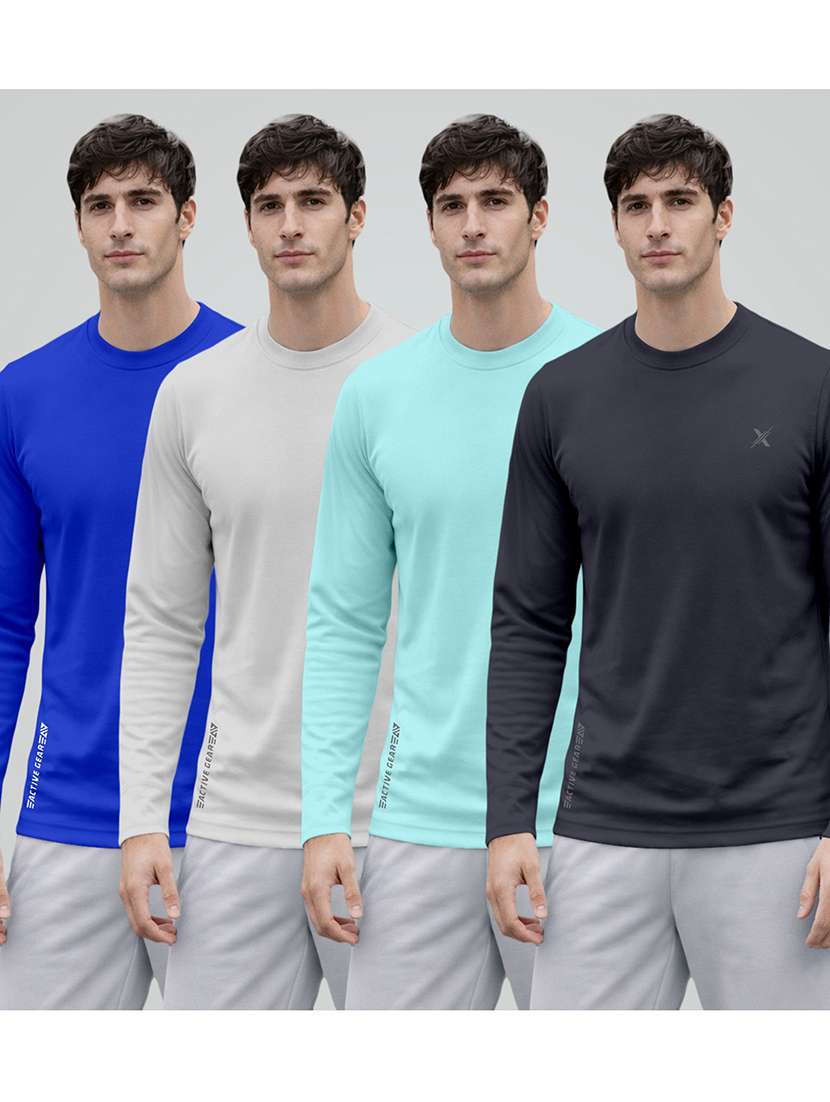 men pack of 4 solid round neck t-shirt