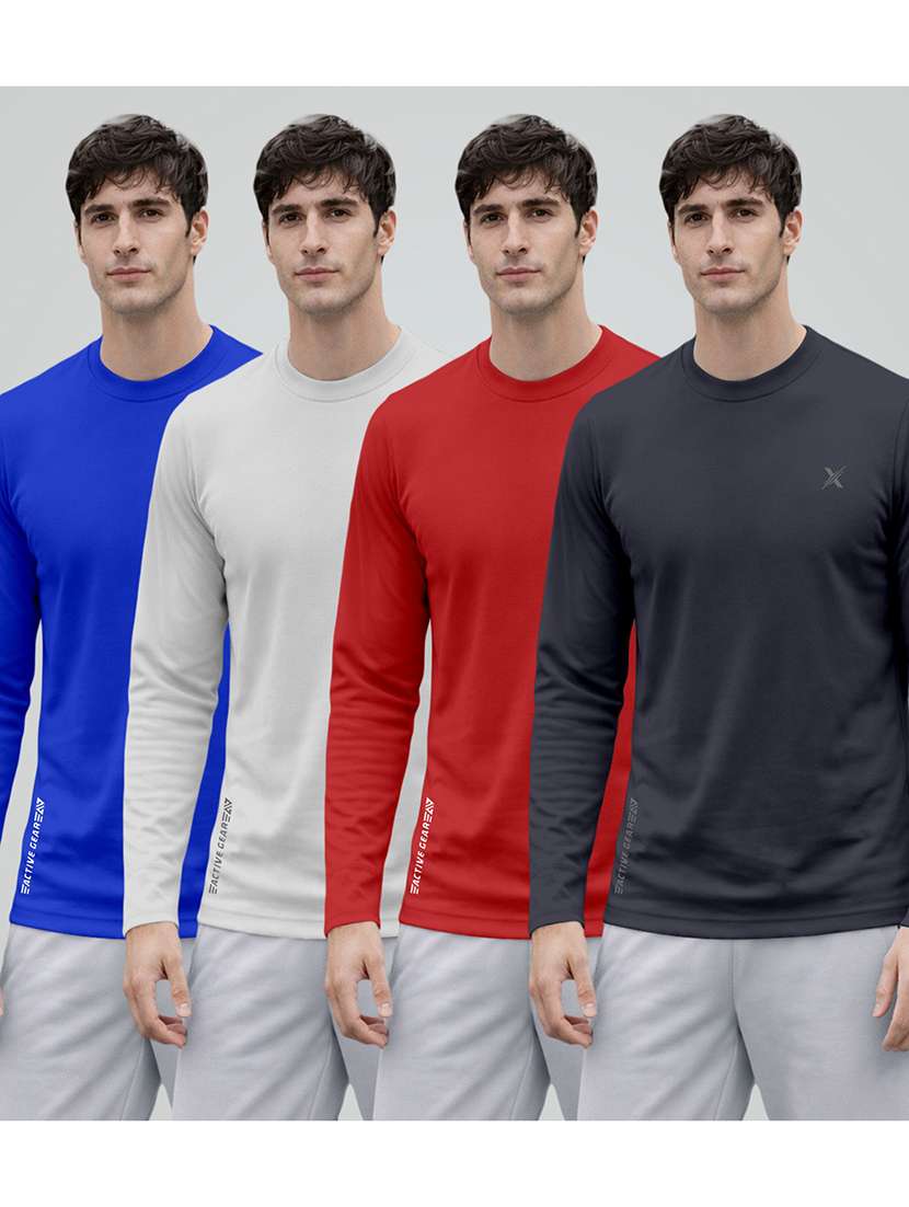 men pack of 4 solid round neck t-shirt