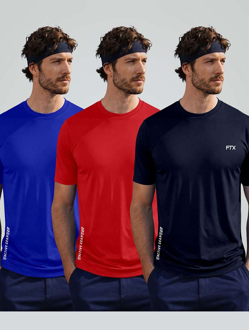 men pack of 3 solid short sleeve sports t-shirt