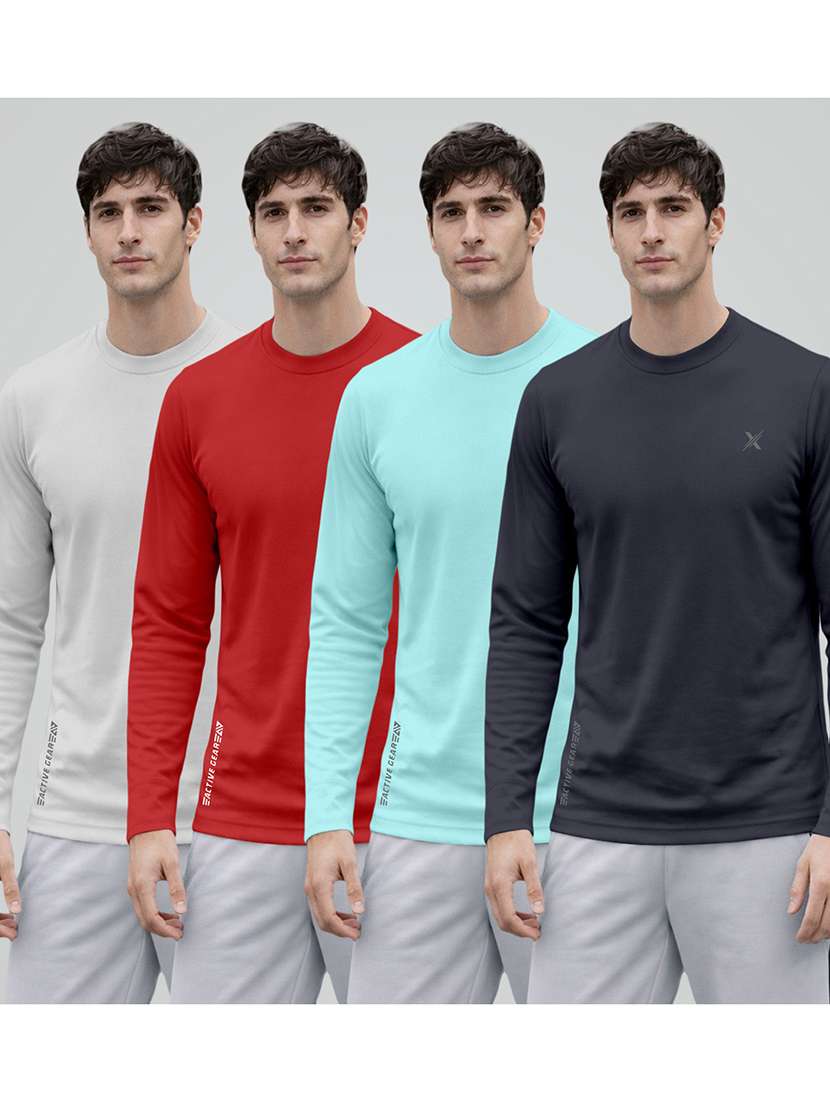 men pack of 4 solid round neck t-shirt