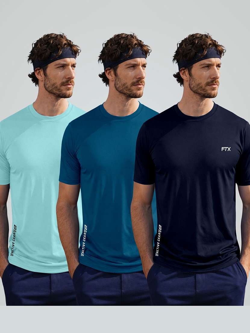 men pack of 3 solid round neck t-shirt
