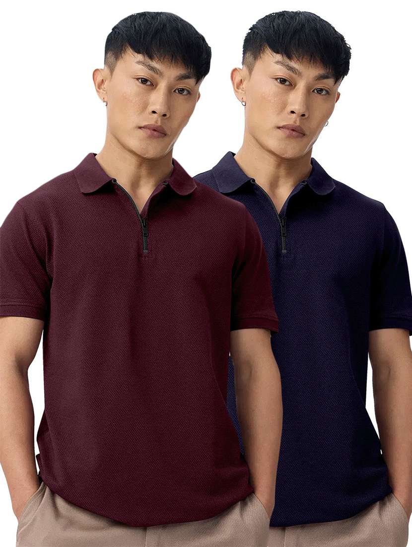men pack of 2 solid short sleeve polo t-shirt