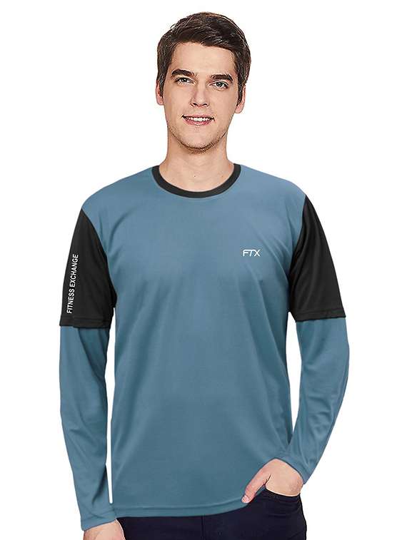 men colorblock long sleeve t-shirt