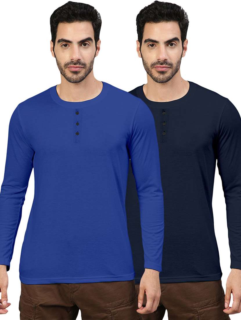 men pack of 2 solid long sleeve t-shirt