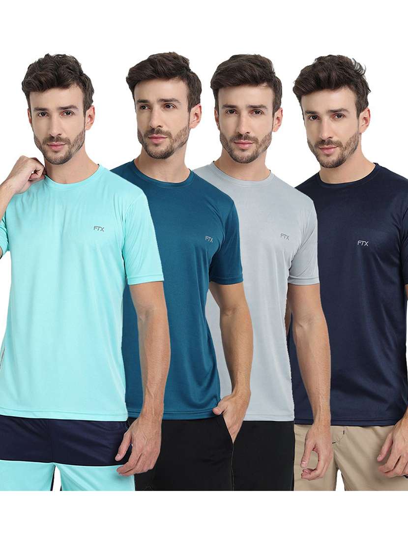 men pack of 4 solid short sleeve sports t-shirt