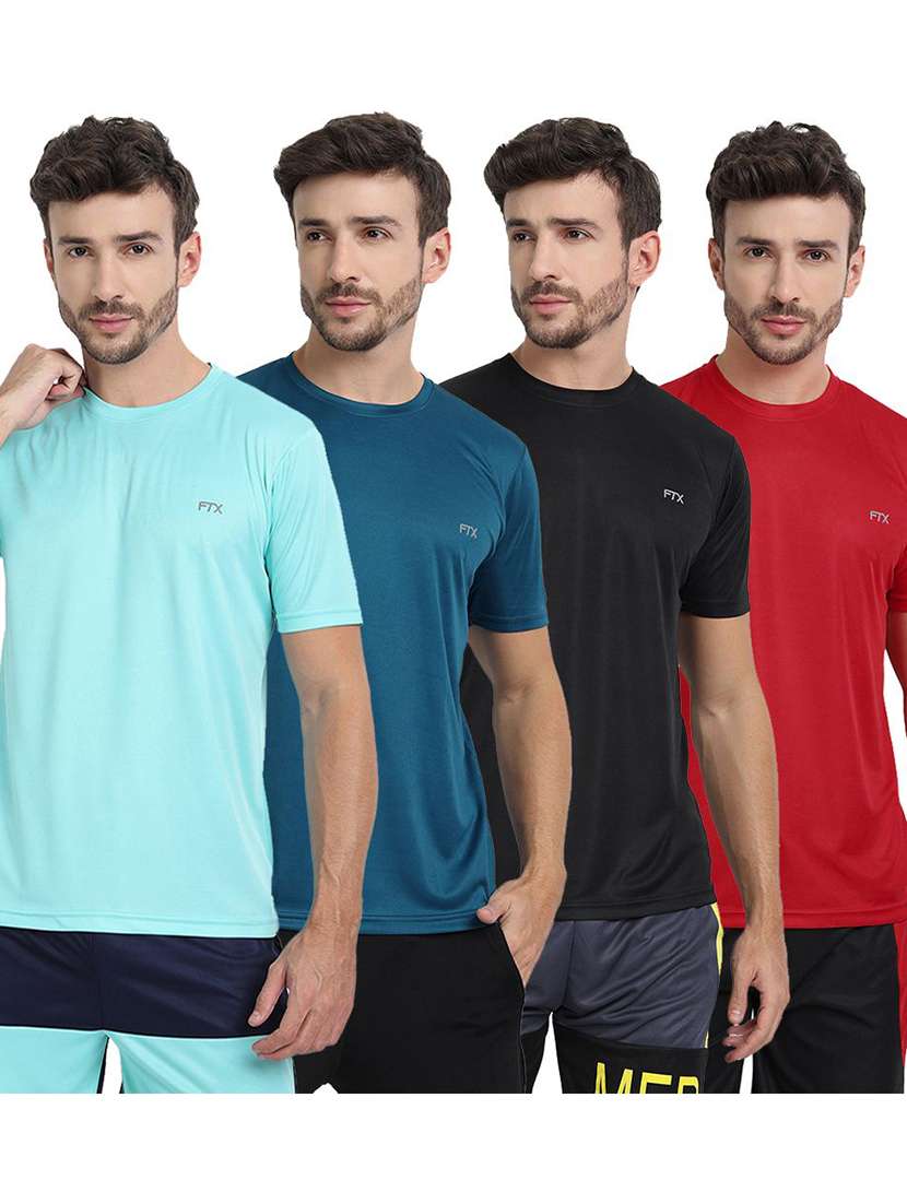 men pack of 4 solid short sleeve sports t-shirt