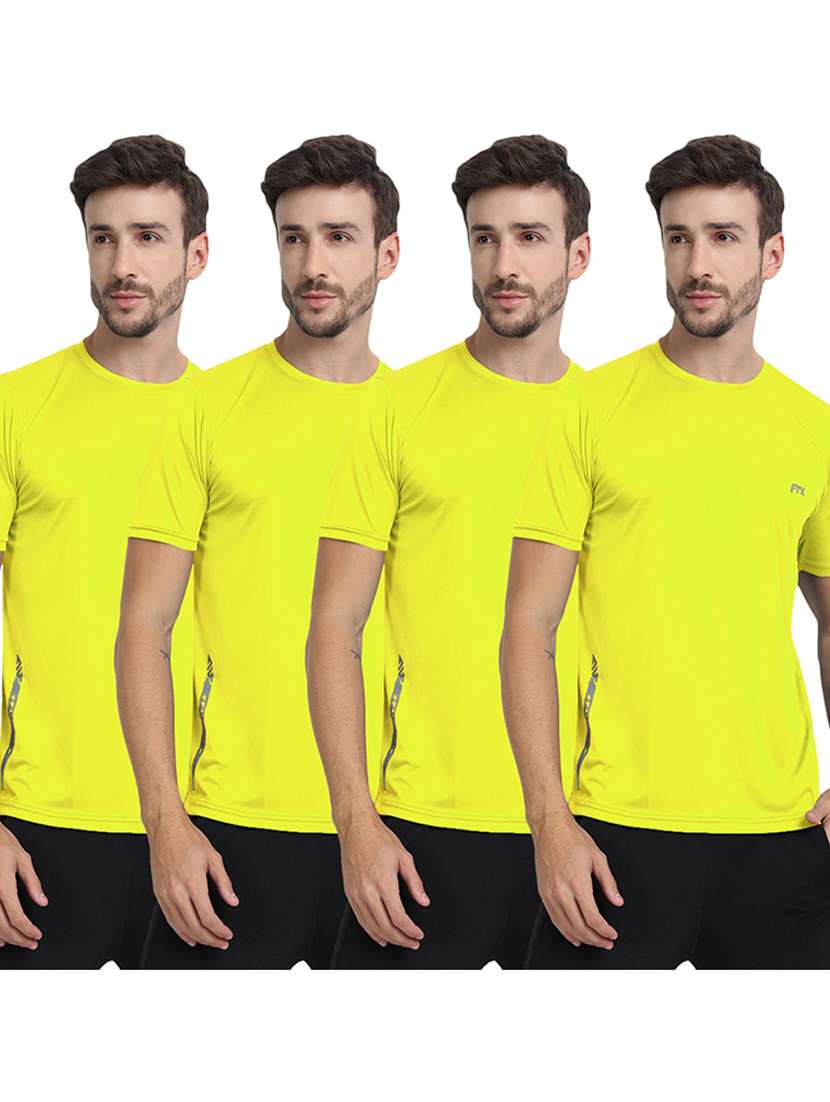 men pack of 4 solid short sleeve sports t-shirt
