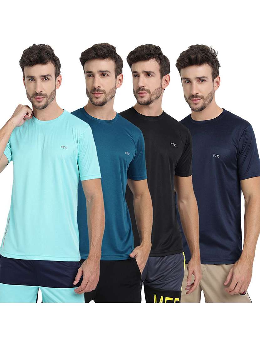 men pack of 4 solid short sleeve sports t-shirt
