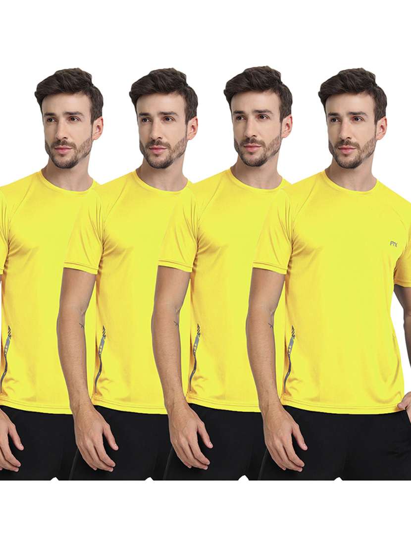 men pack of 4 solid short sleeve sports t-shirt